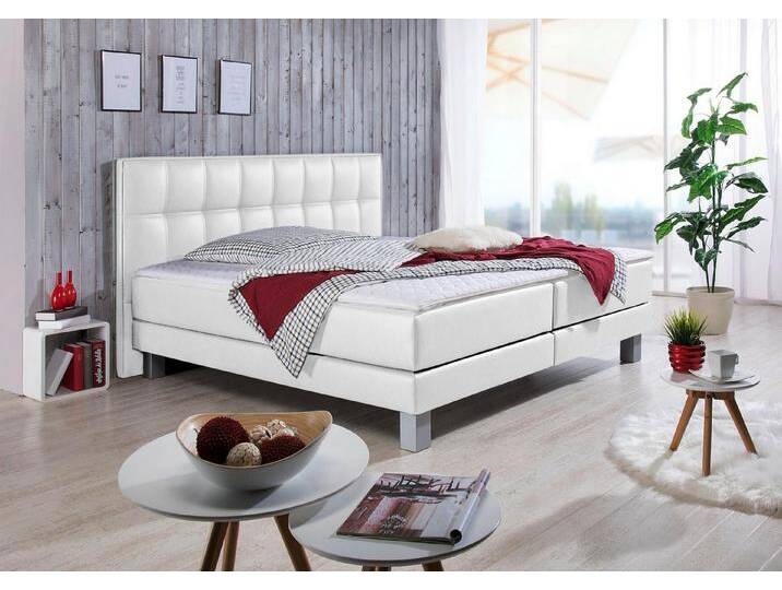 INOSIGN Boxspringbett Tavira, in 4 Breiten, 4 Farben und 3 Matratzenarten, incl. Topper, weiß, 7-Zonen-Taschen-Federkernmatratze , H4 (120 kg), weiß von Inosign