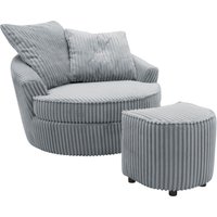 INOSIGN Drehsessel "AMECA, Relaxsessel mit Drehfunktion und Hocker, 122 x 126 x 76 cm,", (Set, 2 St.), Love-Seat XXL und Lesesessel in Megacord von Inosign
