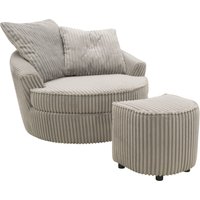 INOSIGN Drehsessel "AMECA, Relaxsessel mit Drehfunktion und Hocker, 122 x 126 x 76 cm,", (Set, 2 St.), Love-Seat XXL und Lesesessel in Megacord von Inosign