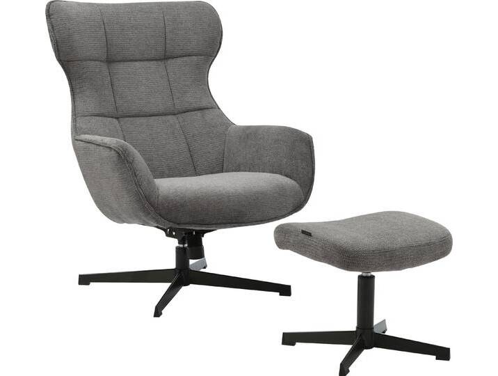INOSIGN Drehsessel DEGAN Ohrensessel mit Hocker im Set, Relaxsessel mit 360-Grad-Drehfunktion u. Hocker, Webstoff, anthrazit von Inosign