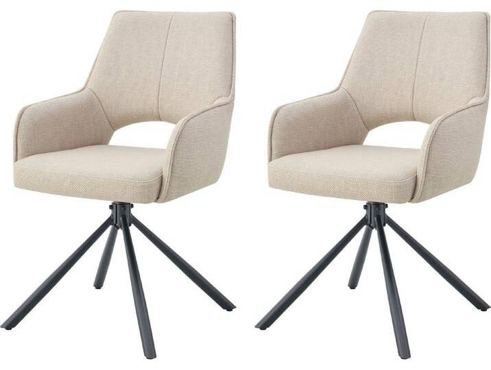 INOSIGN Drehstuhl BELLEVILLE, 2er Set, mit Metallgestell in matt schwarz (Set, 2 St), in verschiedenen Farben, Belsatbarkeit pro Stuhl 120 kg, 360° drehbar von Inosign