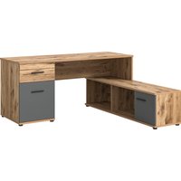 INOSIGN Eckschreibtisch "Riga, Breite 170cm, in Nox Oak Nachbildung und Basalt grau", Bürotisch, Schreibtisch, Ecktisch, Arbeitszimmer, Computertisch von Inosign