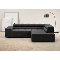INOSIGN Ecksofa "Ancona, incl. Kopfteilverstellung + 3 Zierkissen, L-Form, Breite 249cm", wahlweise motorische Sitztiefenverstellung, B/T(H: 249/215/70 cm von Inosign