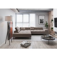 INOSIGN Ecksofa "Ancona New, wahlweise motorische Sitztiefenverstellung, auch in Cord", feine Steppung, mit Kopfteilverstellung, 3 Zierkissen, L-Form von Inosign