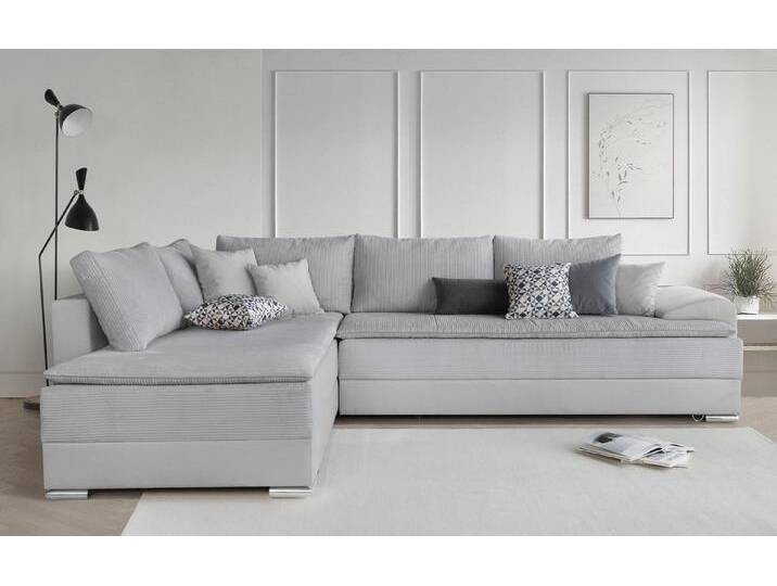 INOSIGN Ecksofa Night & Day L-Form, B: 324 cm, mit Bettfunktion, Bettkasten & 3 Zierkissen, Boxspringbett 180x200 cm, grau, mit Taschenfederkern von Inosign