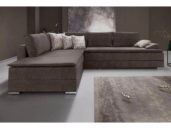 INOSIGN Ecksofa Night & Day L-Form, B: 324 cm, mit Bettfunktion, Bettkasten & 3 Zierkissen, Boxspringbett 180x200 cm, grau, mit Taschenfederkern von Inosign