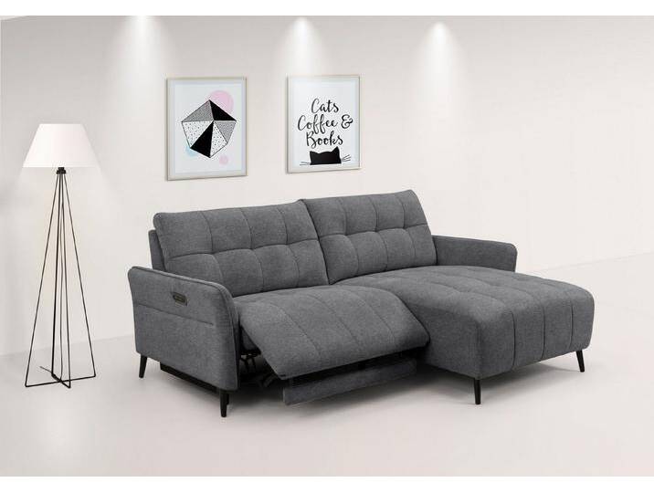 INOSIGN Ecksofa DENIO 3-Sitzer, L-Form (Breite 209cm), elektr. Relaxfunktion, USB-A/C, Liegefunktion durch Recliner, Federkernpolsterung, grau von Inosign