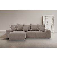 WERK2 Ecksofa "Riwa, modernes Sofa zum Kuscheln und Entspannen, Breite 300cm, L-Form", Trendiges Ecksofa mit vielen Kissen, Schlaffunktion & Bettkasten von Werk2