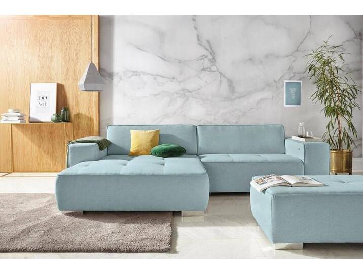 INOSIGN Ecksofa Sapporo L-Form, Federkern, blau, mit elektrischer Vorziehfunktion von Inosign