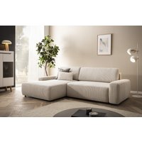 INOSIGN Ecksofa "TORGE (264cm), Schlafsofa in Cord, Samtvelours o Struktur fein, L-Form", Schlaffunktion, Bettkasten, Liegefläche: 125/210 cm von Inosign