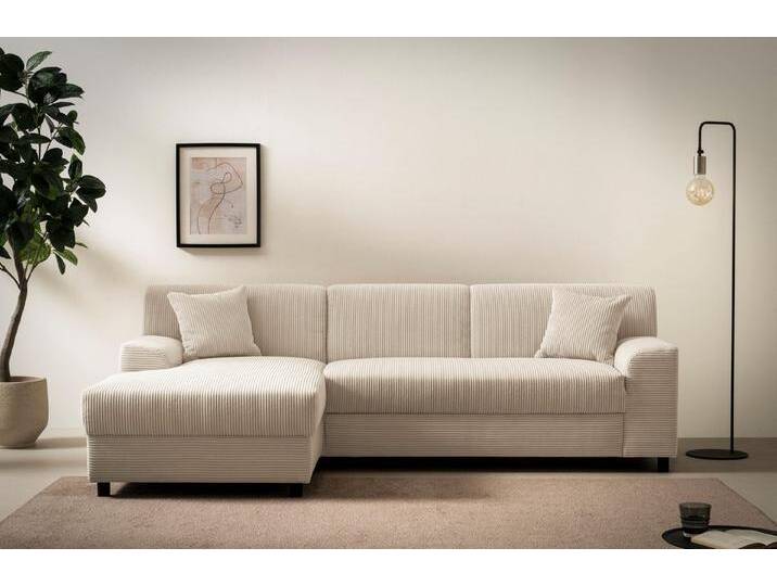 DOMO collection Ecksofa Turah 2, L-Form, Cord oder Luxus-Microfaser, komfortabler Federkern, B/T/H: 241/146/79 cm, incl. Zierkissen, beige DOMO collection Ecksofa Turah 2, L-Form, Cord oder Luxus-Microfaser, komfortabler Federkern, B/T/H: 241/146/79 cm, incl. Zierkissen, beige von Domo-collection