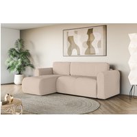 INOSIGN Ecksofa "Zacharia wahlweise Schlafsofa mit Bettkasten, B/T/H 250/166/86 cm", L-Form mit Wellenunterfederung, Recamiere beidseitig montierbar von Inosign
