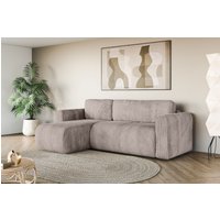 INOSIGN Ecksofa "Zacharia wahlweise Schlafsofa mit Bettkasten, B/T/H 250/166/86 cm", L-Form mit Wellenunterfederung, Recamiere beidseitig montierbar von Inosign