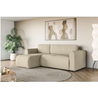 INOSIGN Ecksofa "Zacharia wahlweise Schlafsofa mit Bettkasten, B/T/H 250/166/86 cm", L-Form mit Wellenunterfederung, Recamiere beidseitig montierbar von Inosign