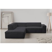 WERK2 Ecksofa "Zeus-M, tolles Sofa mit schönen Details, L-Form", Curvy Trend Garnitur, urbane Optik, komfortable Wellenunterfederung von Werk2
