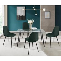 INOSIGN Essgruppe "Danny-Miller", (Set, 5 tlg., Set 140 cm), Glastisch 140x80 cm mit 4 Stühlen (Cord), Gestell aus Metall von Inosign