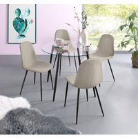 INOSIGN Essgruppe "Danny-Miller", (Set, 5 tlg., Set 100 cm), Glastisch 100x100 cm mit 4 Stühlen in Cord, Gestell aus Metall von Inosign
