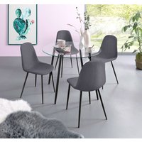 INOSIGN Essgruppe "Danny-Miller", (Set, 5 tlg., Set 100 cm), Glastisch 100x100 cm mit 4 Stühlen in Cord, Gestell aus Metall von Inosign