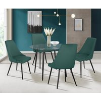 INOSIGN Essgruppe "Danny-Malio", (Set, 5 tlg., Set 100 cm), Glastisch 100x100 cm mit 4 Stühlen (Veloursstoff), Gestell aus Metall von Inosign