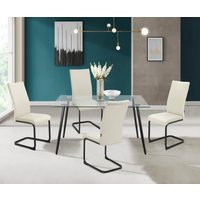 INOSIGN Essgruppe "Darcel/Danny Glastisch", (Set, 5 tlg.), Freischwinger Esszimmerstuhl, Tisch mit festmontierter Platte von Inosign
