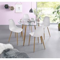INOSIGN Essgruppe "Miller" Set, 5 Stk. tlg. Glastisch mit 4 Stühlen (Kunststoffschale) von Inosign