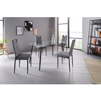 INOSIGN Essgruppe Set, 5 Stk. tlg. Glastisch, Breite 140 cm und 4 Esszimmerstühlen, Bezug aus Samtstoff von Inosign