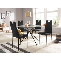 INOSIGN Essgruppe "Silvi-Mandy", (Set, 5 tlg., Set 110 cm), Glastisch 110x110 cm mit 4 Stühlen (Veloursstoff), Gestell aus Metall von Inosign