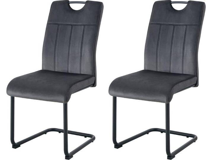 INOSIGN Esszimmerstuhl AIRDRIE, 2er Set, mit Metallgestell in matt schwarz (Set, 2 St), in verschiedenen Farben, Belsatbarkeit pro Stuhl 120 kg, grau von Inosign