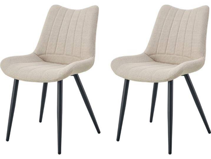 INOSIGN Esszimmerstuhl DAWSON, 2er Set, mit Metallgestell in matt schwarz (Set, 2 St), in verschiedenen Farben, Belsatbarkeit pro Stuhl 120 kg, beige von Inosign