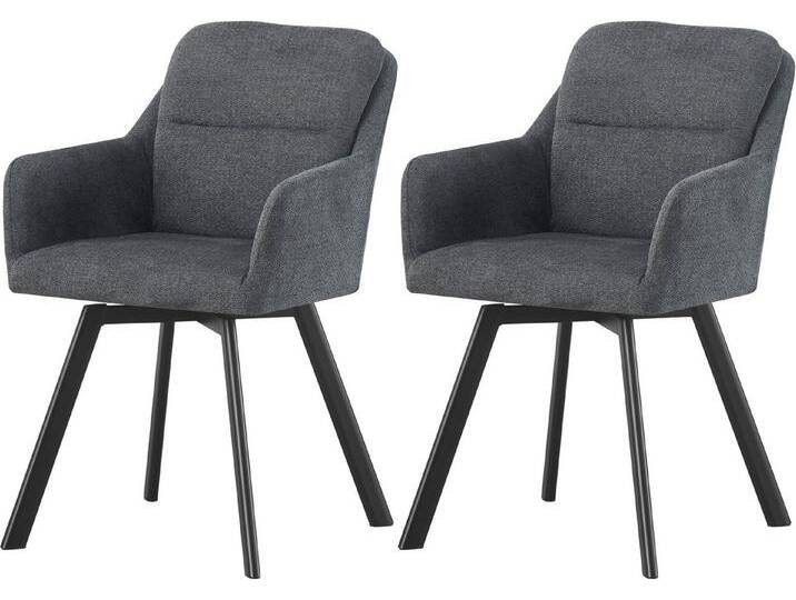 INOSIGN Esszimmerstuhl NEEPAWA, 2er Set, mit Metallgestell in matt schwarz (Set, 2 St), in verschiedenen Farben, Belsatbarkeit pro Stuhl 120 kg, grau von Inosign