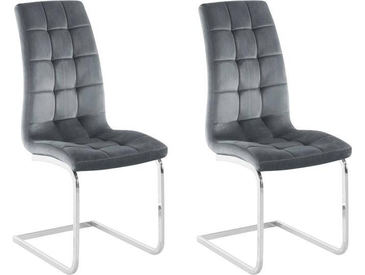 INOSIGN Freischwinger Lola (Set, 2 St), 2 oder 4 Stück, Bezug in Kunstleder oder Samtsoff, chrom Metallgestell, grau, 2 St., grau von Inosign