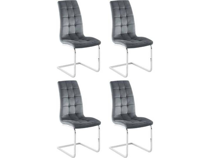 INOSIGN Freischwinger Lola (Set, 4 St), 2 oder 4 Stück, Bezug in Kunstleder oder Samtsoff, chrom Metallgestell, grau, 4 St., grau von Inosign