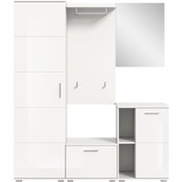 INOSIGN Garderoben-Set "Valge, Breite 165 cm, 5-teiliges Set, bestehend aus:", (5 St.), Garderobenschrank, Sitzbank, Garderobenpaneel, Schuhschrank & Spiegel von Inosign