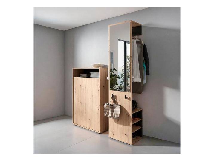 INOSIGN Garderoben-Set Lyon, platzsparender Garderobenschrank mit großem Spiegel, (Set, 2-St., 2-teilig), und Schuhkommode für bis zu 18 Paar Schuhe von Inosign
