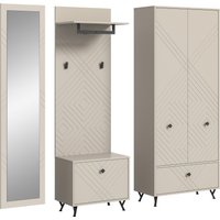 INOSIGN Garderoben-Set "Mento, 4-teilig, Ornamentfräsung in der Front, bestehend aus:", (Set, 4 St.), Spiegel, Sitzbank, Garderobenpaneel & Garderobenschrank von Inosign