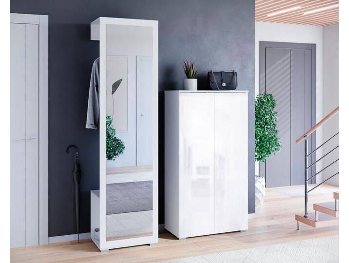 INOSIGN Garderoben-Set PARIS/ TOKYO, (Komplett-Set, 2-St), Garderoben-Set Breite 130cm, moderne grifflose Flurmöbel Kleiderstange, weiß von Inosign