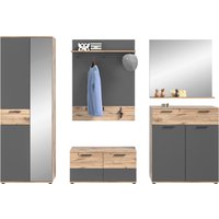 INOSIGN Garderoben-Set "Riga, Breite 280 cm, hochwertige Rillenfräsung, 5-teilig, best. aus:", (Set, 5 St.), Garderobenschrank, Sitzbank, Paneel, Garderobenspiegel, Schuhkommode von Inosign