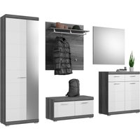 INOSIGN Garderoben-Set "Siena, Fronten mit hochwertiger Rillenfräsung, 5-teilig,bestehend aus:", (Komplett-Set, 3 St.), Garderobenschrank, Sitzbank, Garderobenpaneel, Schuhschrank, Spiegel von Inosign