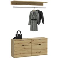 INOSIGN Garderoben-Set "Trondheim, Breite 121 cm, best. aus Kommode, Garderobenstange & Ablage", (3 St.), Zwischenbauelement für Hochschränke der Serie Trondheim von Inosign