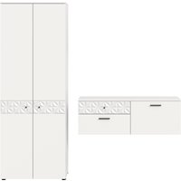INOSIGN Garderoben-Set "VICENZA, 2-tlg., mit foraler Ornamentabsetzung in der Front", (2 St.), best. aus.: Garderobenschrank und Schuhschrank von Inosign