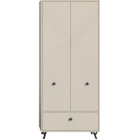 INOSIGN Garderobenschrank "Mento, Höhe 190cm, 2 Türen, 1 Klappe, 4 Einlegeböden, 6 Fächer", Metall Knopfgriffe & Y-Füße, Front mit Ornamentfräsung, Kleiderschrank von Inosign