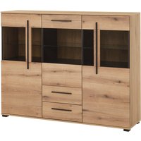INOSIGN Highboard "Cantara, moderner Schrank, Vitrine in Eiche Dekor oder weiß", schwarze Stangengriffe, ausreichend Stauraum, vielseitig einsetzbar von Inosign