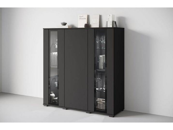 INOSIGN Highboard Caro, modernes Design mit Glaseinsätzen, Breite 120 cm (1 St), grifflose Fronten mit Push-to-Open, höhenverstellbare Einlegeböden von Inosign