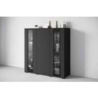 INOSIGN Highboard "Caro, modernes Design mit Glaseinsätzen, Breite 120 cm", (1 St.), grifflose Fronten mit Push-to-Open, höhenverstellbare Einlegeböden von Inosign