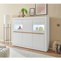 INOSIGN Highboard "Chester, moderne Kommode, Schrank mit Stauraum, Sideboard in Weiß Matt", (1 St.), austauschbare Blende in Griffleiste, zeitloses Design, 165 cm breit von Inosign