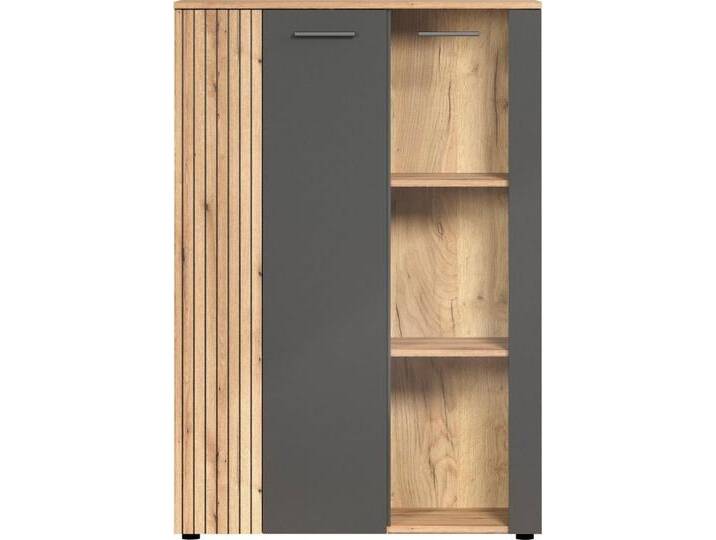 INOSIGN Highboard Estepona (1 St), Vitrine, Tür mit Rillen-Optik, Breite 91 cm, grau von Inosign
