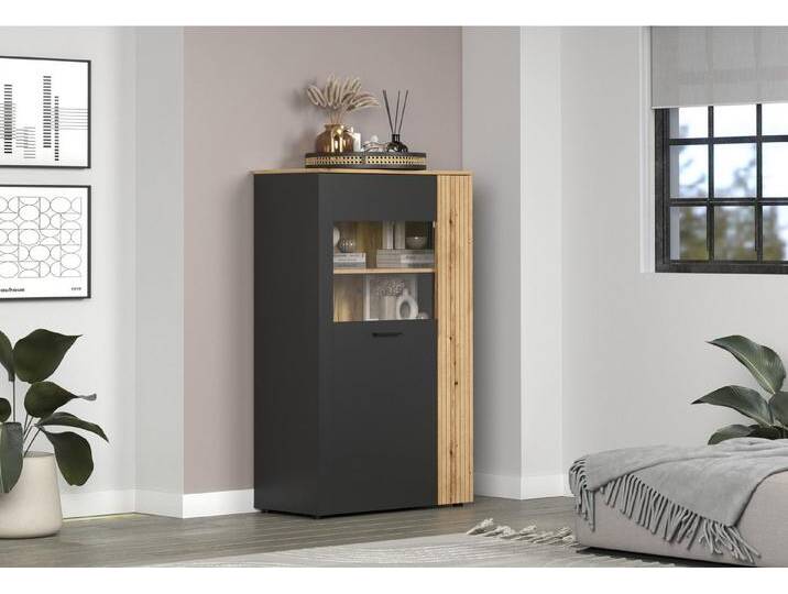 INOSIGN Highboard Estepona (1 St), Highboard mit 2 Türen - (B/T/H) 90/42/146 cm, grau von Inosign