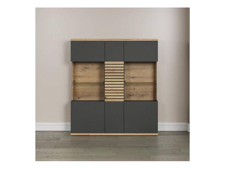 INOSIGN Highboard Galway, Breite Wohnzimmervitrine in angesagter Rillenoptik - Soft-Close von Inosign