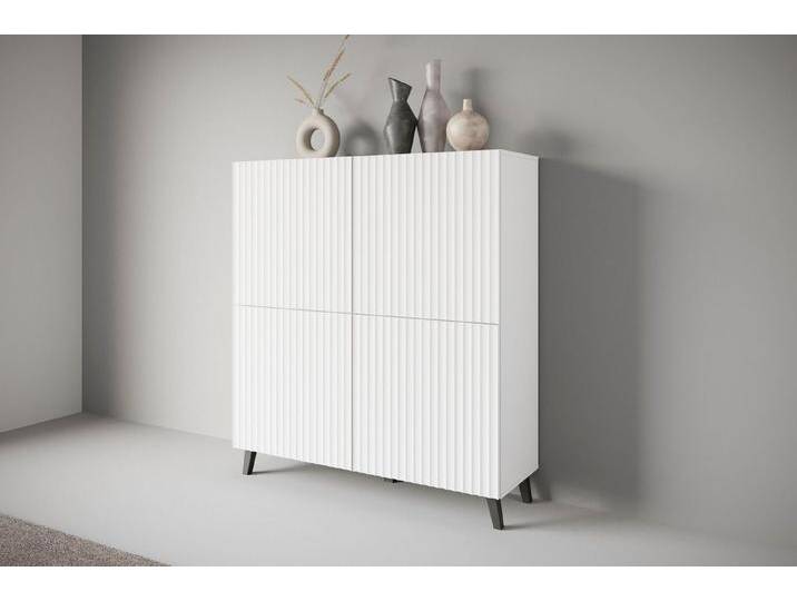 INOSIGN Highboard HIGHBOARD PHUKET (1 St), moderne Kommode mit 4 Türen und 8 Fächern, Breite 120 cm, weiß, weiß matt/MDF von Inosign