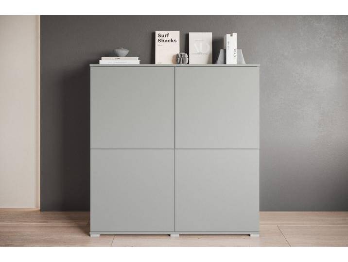 INOSIGN Highboard Kenia, moderne grifflose Hochkommode mit 4 Türen, Breite 120 cm (1 St), Push-to-Open-Fronten, höhenverstellbaren Einlegeböden, grau von Inosign